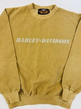 Vintage Harley Davidson Embroidered Fleece Crewneck Sweater